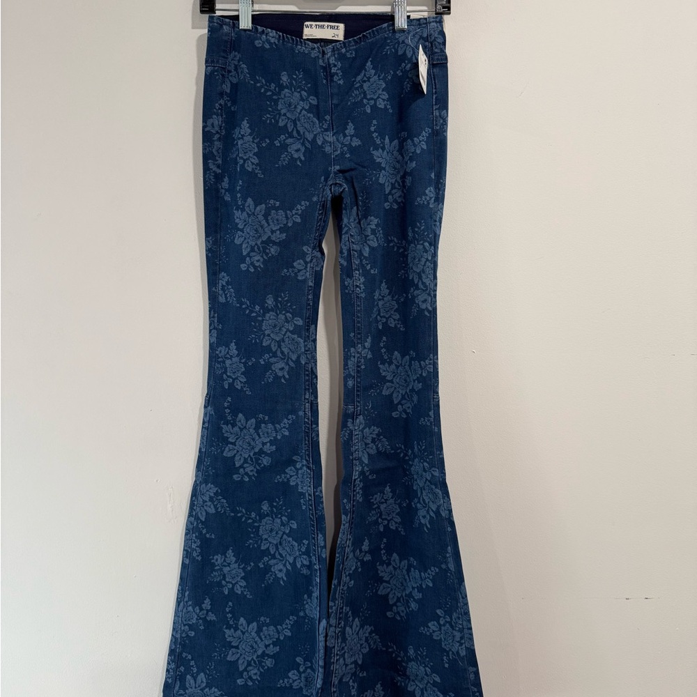 Free People penny pull-on printed flare jeans